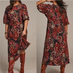 Anthropologie X Kachel Paisley Puff Sleeve Dress size XL